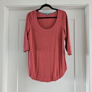 Sweetlegs Coral Long Sleeve Women's Top 3/4 Sleeve Size Medium